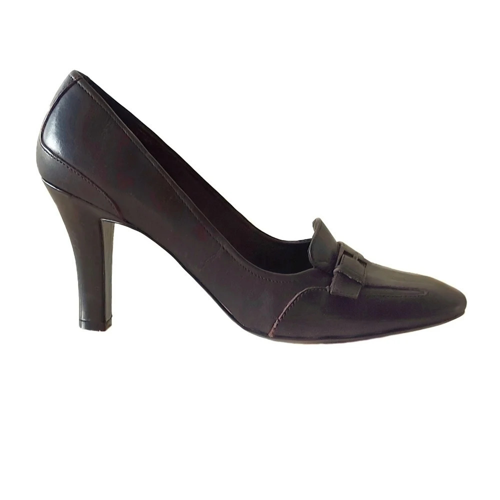 Victoria Spenser Darkk Brown Leather Heels Pumps Academia Quiet Luxury